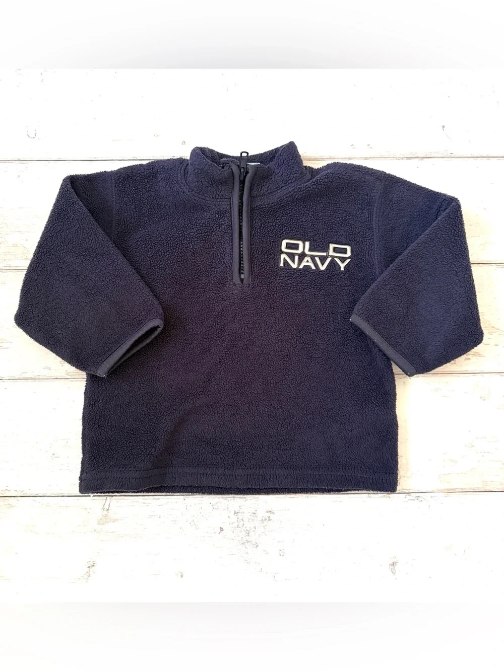 Vintage 2T Old Navy Toddler Fleece 3/4 Zip Sweater Pullover Navy Blue Kids